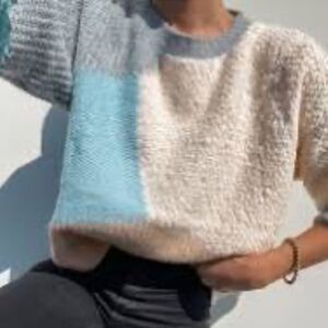 Stitch + Feather Azule Colorblock Sweater Blue S/M Nwt